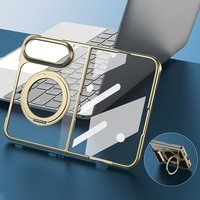 Étui de téléphone magnétique pliable en métal 360° avec support personnalisé pour iPhone Duo, avec protection d'écran en verre trempé transparent antichoc
