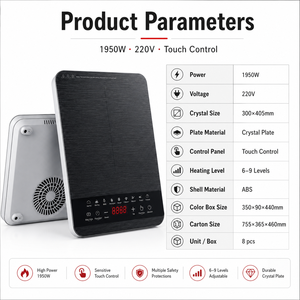 Plaque de cuisson à induction portable étanche haut de gamme avec écran tactile, plaque céramique robuste pour usage domestique KI02016 - Product Image 1