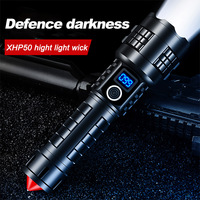 Lampe torche USB rechargeable étanche 3000 lumens avec zoom, fonction Power Bank et marteau de sécurité en alliage d'aluminium pour le camping