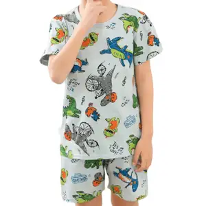 Yaz çocuk pijama kısa kollu pijama çocuklar T-Shirt + şort 2 adet karikatür pijama kız erkek bebek pijama gecelikler
