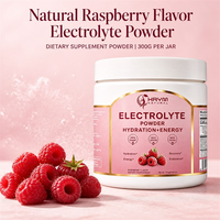 Poudre d'électrolytes de marque privée OEM/ODM, saveur framboise, sans sucre, zéro calorie, zéro glucides, certifiée Halal, 300g, énergétique