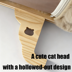 Holz-Katzenbett Weich Komfortabel Abnehmbar Waschbar Plüsch-Füllung Quadratisches Design für Kleine/Große Katzen für Innenbereich Fensterbänke Schlafzimmer - Product Image 2