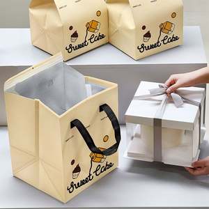 Sac d'isolation pour gâteaux en aluminium non tissé personnalisé avec poignée pour pizza, sushi, dessert, fête, livraison de nourriture, emballage à emporter - Product Image 4