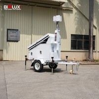 Torre de Câmera de Segurança Móvel Híbrida Solar BIGLUX com Detecção Humana por IA, Painéis Solares de 3x450W e Bateria de 6 Dias de Duração
