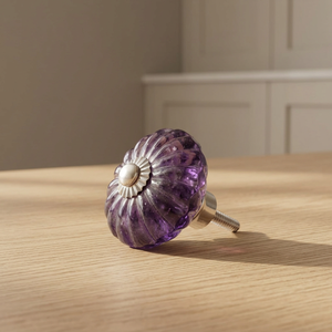 Purple Glass <b>Crystal</b> Industrial Anniversary Cabinet <b>Knob</b> Decorative Drawer Pull Floral Furniture Handle for Kitchen Wardrobe - Product Image 2