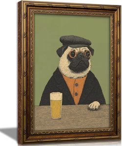 Quadro Vintage con Cornice Dorata e Stampa su Tela di un Cane Martini, Decorazione Originale da Parete per Bar, Campioni OEM ODM Pronti <span class=keywords><strong>in</strong></span> Mezza Giornata - Product Image 1