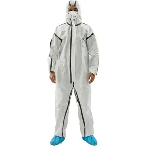 Junlong Nonwoven Disposable Coverall Harmat Suits PPE Medical Protection Coverall Suit With Tape