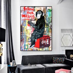 Quadri ad Acquerello e Olio, Arte Murale Urbana, Graffiti Pop su Tela, Stampa 'Segui i Tuoi Sogni' per Arredamento Soggiorno, Stile Urbano - Product Image 5