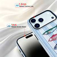 Coque de téléphone pour iPhone 18 Pro, motif rayé nautique, durable, amovible, à motifs interchangeables, double couche PC+TPU, protection contre les chocs élevés