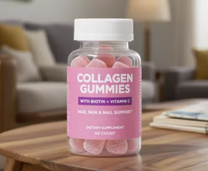 Suplementos Alimenticios de Alta Calidad <span class=keywords><strong>Roche</strong></span> Fibrate, Gomitas de Colágeno, Biotina, Vitamina <span class=keywords><strong>C</strong></span>, para el Crecimiento de Piel, Cabello y Uñas, 60 Unidades - Product Image 2