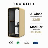 Cabina Insonorizada Ignífuga con Reducción de Ruido de 32dB, ISO 23351-1, Ventilación de 60s, Montaje Modular de 30-45 Minutos, Cabina de Oficina