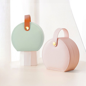 Biểu tượng tùy chỉnh PU da nhỏ nửa vòng du lịch Thanh Lịch Đồ trang sức hộp Tổ chức nhung lưu trữ đồ trang sức trường hợp hộp đồ trang sức - Product Image 2