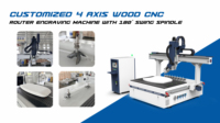 Machine de fraisage CNC 4 axes YOUHAOCNC avec broche rotative simple, zone de travail 1300x2500mm pour meubles en bois, pieds de canapé et de chaise