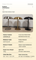 Lampe d'ambiance LED rechargeable à commande tactile, trois couleurs, intensité variable, en fer forgé, type dôme champignon, pour table, chambre et salle à manger