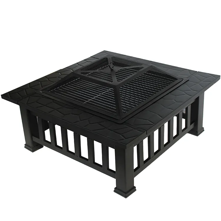 Hot sale Garden steel top 3 in 1 BBQ fire pit table with rain cover