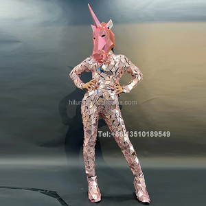 Personalizado espejo cara Pony unicornio mujer traje Rosa espejo Animal disfraz acrílico actuación talento DJ baile bar fiesta <span class=keywords><strong>para</strong></span> adultos - Product Image 5