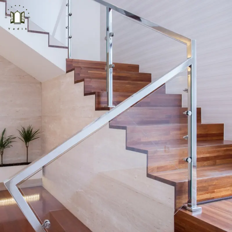 Luxury indoor stairs bedroom corridor lighting glass stair steel railing