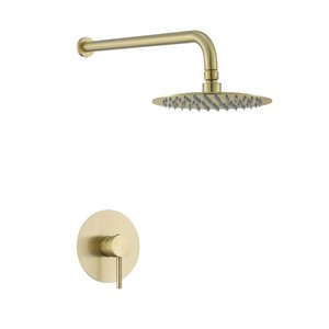 Recessed Shower Head Set Round Rainfall Brass Plated Concealed Installation Bath Hardware - Product Image 5