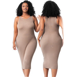 Robe d'été pour femmes, silhouette moulante tendance de haute qualité, <span class=keywords><strong>col</strong></span> Peter Pan confortable, sans manches, grande taille, décontractée pour adultes - Product Image 1