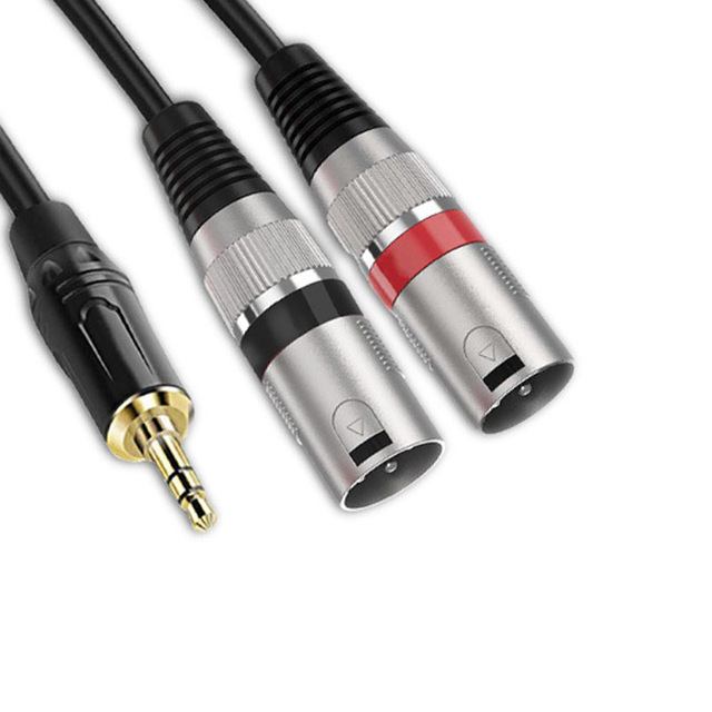 Customized 3.5 Revolving Dual for Male Double Shielded 1/2 Y-Adapter Cable for Sound Card Tuning Audio & Video Cables