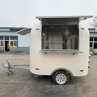 Camion de restauration mobile personnalisable en acier inoxydable de 2,5 mètres, entièrement équipé, chariot à desserts, mini-remorque de concession de café