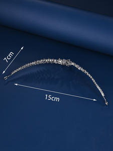 تاج زفاف فاخر مطلي بالفضة مع زركون مكعب على شكل ورقة وزهرة، مجوهرات شعر للزفاف والخطوبة والذكرى السنوية وأعياد الميلاد والحفلات الراقصة - Product Image 5