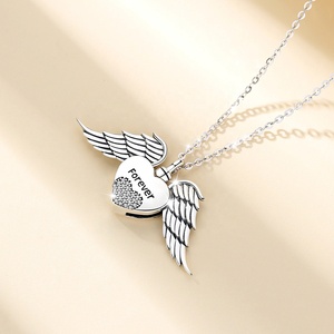 Changda 925 de ala de Ángel de plata corazón cenizas recuerdo <span class=keywords><strong>Memorial</strong></span> urna COLLAR COLGANTE - Product Image 4