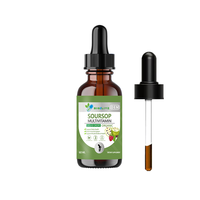 Gouttes liquides multivitaminées naturelles de corossol OEM sous marque privée, 60 ml, flacon compte-gouttes en verre ambré, complément alimentaire imprimé sur mesure