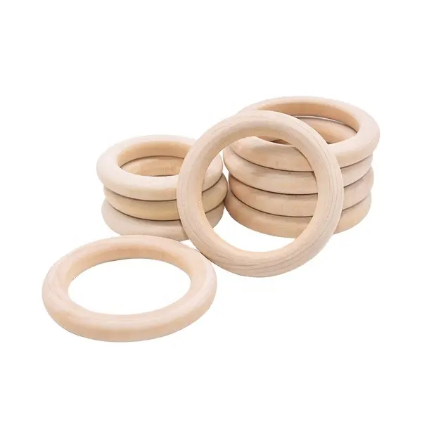 Natural Wood Rings Unfinished Smooth Wooden Rings Circles Hoops Without Paint for Crafts Jewelry Making Pendants DIY Connector