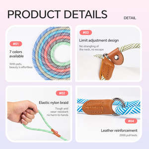 Correa y Collar para perros de varios colores, cuerda P de plomo, entrenamiento para caminar al aire libre, correas duraderas para perros, accesorios para perros - Product Image 5