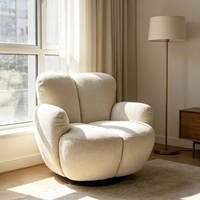 Fauteuil pivotant moderne rembourré avec dossier en forme de pétale, fauteuil d'appoint à assise large, chaise longue décorative pour salon, hôtel, villa