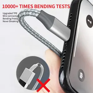 2023 Offre Spéciale 1m 2m 3m Nylon tressé 2.4a USB données chargeur rapide câble cordon pour Apple iPhone