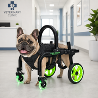 Verstellbarer Aluminium-Hunderollstuhl mit Leuchtenden Schwenkrädern und Gelenkstütze für Kleine, Mittlere und Große Hunde S-XL