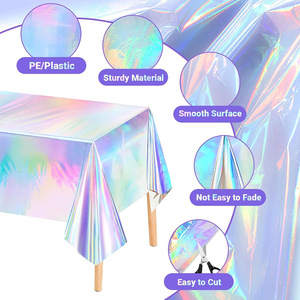 274*137CM Disco Disposable Laser <b>Tablecloth</b> Dazzle Laser Birthday Party Decoration Wedding Baby Shower Rainbow Table Cloth - Product Image 2