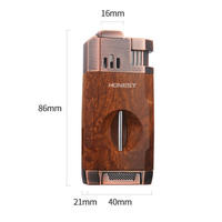 Briquet torche moderne à double flamme en métal, coupe-cigares portable coupe-vent et accessoires pour fumeurs, cadeaux d'affaires