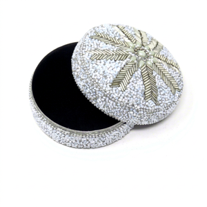 Handmade Lac Glitter Beaded Metal Round <b>Trinket</b> <b>Box</b> Small Jewelry Organizer Gift <b>Box</b> for Loved Ones Wedding Favor Set of 3 - Product Image 1