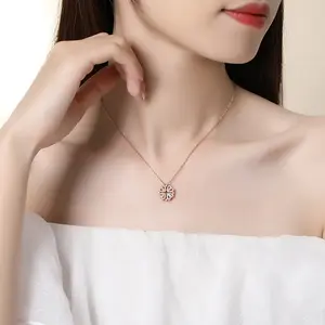 Two Wear Four Leaf Clover 4 Love Heart S925 Sterling Silver Bling Cubic Zirconia collana con pendente magnetico per ragazza mamma