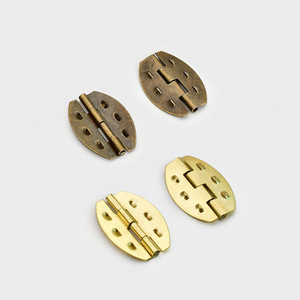 Charnière de meuble en fer en forme d'olive, montage en surface, finition bronze jaune, design minimaliste pour boîte en bois, boîte à bijoux, emballage DIY - Product Image 3