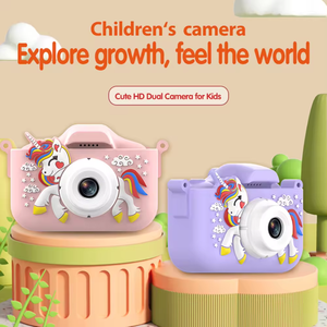 1080P Mini double objectif enfants appareil photo numérique mignon licorne dessin animé conception Selfie Projection caractéristiques CMOS cadeaux parfaits prix pour - Product Image 2