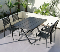 Ensemble de salle à manger moderne pour patio extérieur, en acier au carbone durable, imperméable, design simple et moderne, mobilier de jardin pour balcon et café
