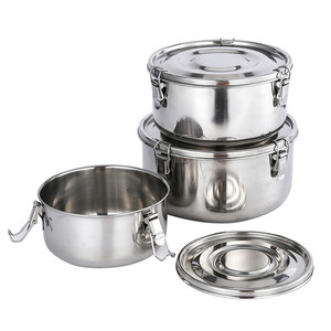 Round shape heated 3 pcs canteen 304 stainless steel food container stainless steel bento lunch box for school