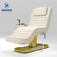 MOOLIN Mobilier de Salon de Beauté : Table de Massage Électrique Incurvée pour Soins du Visage et Extensions de Cils, Fauteuil Esthétique Inclinable à 3 Moteurs