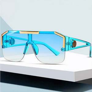 Lunettes de soleil rétro bleues de marque de luxe 2025 pour femme, surdimensionnées, noires, Oculos UV400, grandes lunettes carrées pour femme - Product Image 1