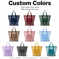 Sac de plage personnalisé en maille avec fermeture éclair, motif cachemire, résistant au sable, essentiel pour les vacances, sac isotherme pour la natation, le déjeuner ou comme sac à main