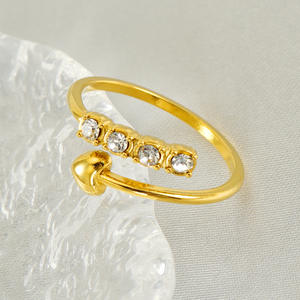 Bague éternelle en zircon, acier inoxydable plaqué or 18 carats, cœur ouvert, tendance, bagues éternelles - Product Image 2