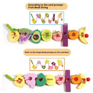Chuỗi Bằng Gỗ Threading Viền Đồ Chơi Worm Ăn Trái Cây Trò Chơi Nhận thức Đầu Giáo Dục Đồ Chơi Đầy Màu Sắc lứa tuổi 3 + Unisex - Product Image 3