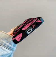 Coque de téléphone portable en cuir artificiel TPU avec impression de cœur rose Luck English pour iPhone X Xr 11 12 13 14 15 16 17 18 Pro Max