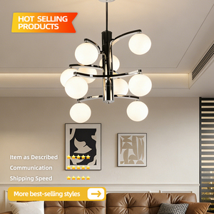 Lustre suspendu LED moderne et décoratif de luxe, design personnalisé par le fabricant, en fer et verre, haute luminosité, garantie de 3 ans - Product Image 6