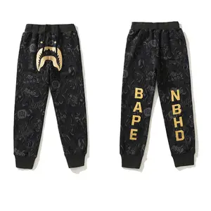 New men's high quality luxury bape print hot stamping process fashion sports casual pants