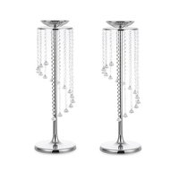 Grands centres de table de mariage, vases dorés, vase à fleurs en cristal, support à fleurs en métal argenté et cristal pour décorations de tables de fête